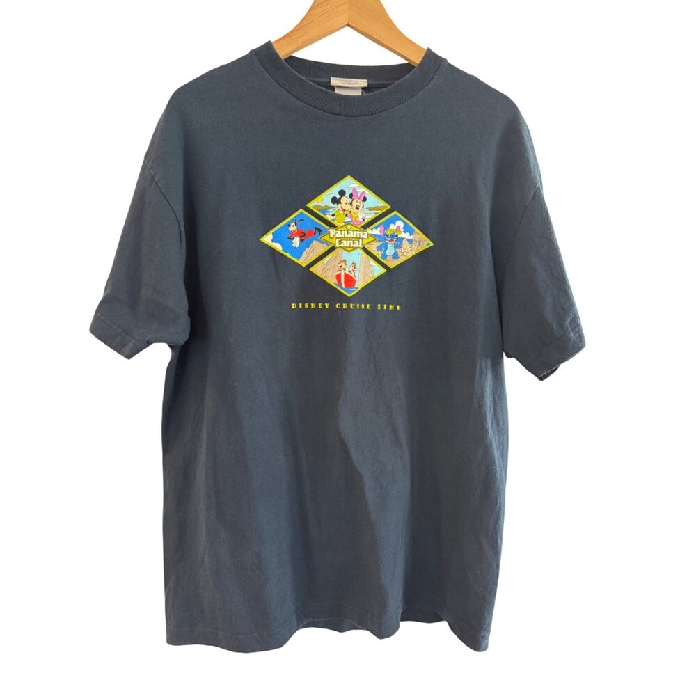 Disney Cruise Line Panama Canal Graphic Tee Men’s Large Navy Blue Cotton